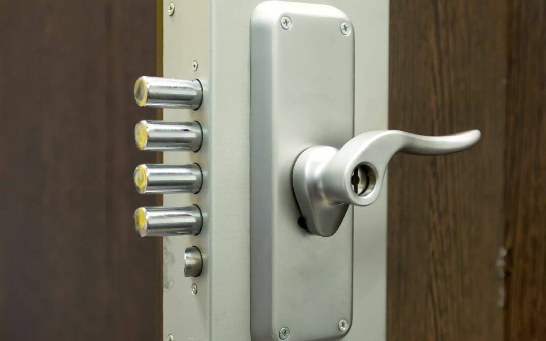 One of the types of high-security door locks in silver