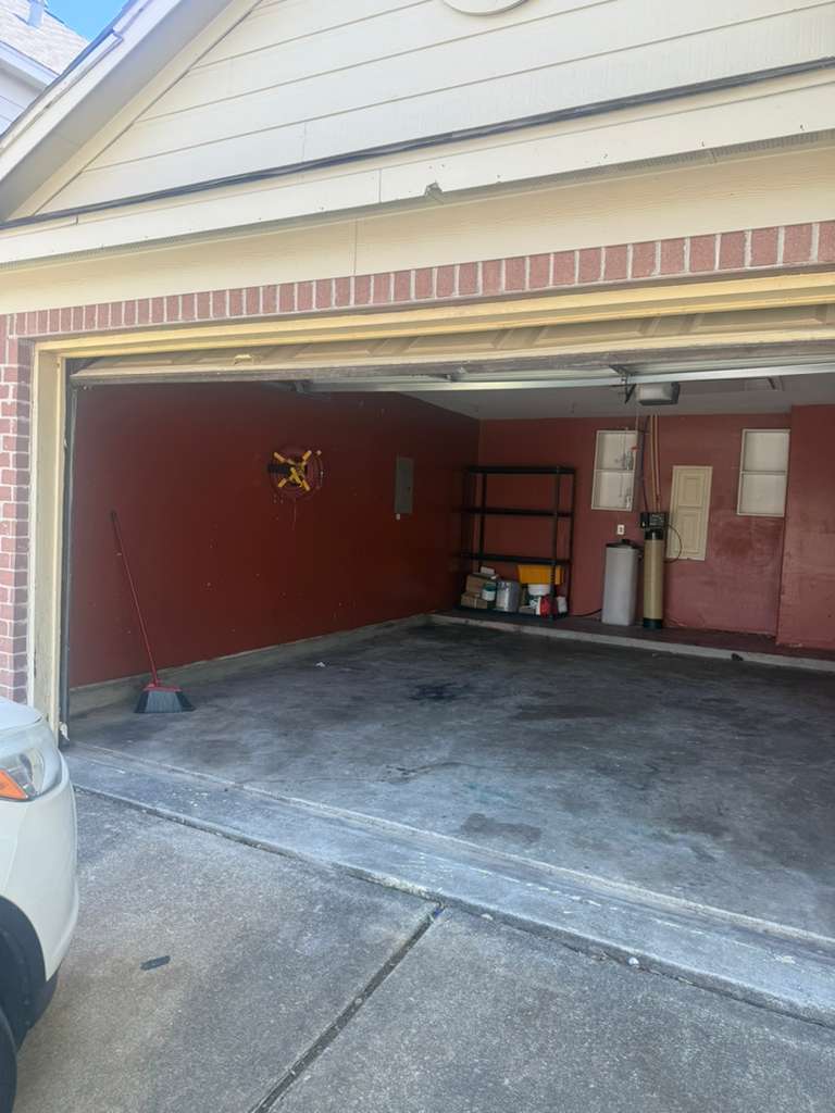 Open residential garage and entry area