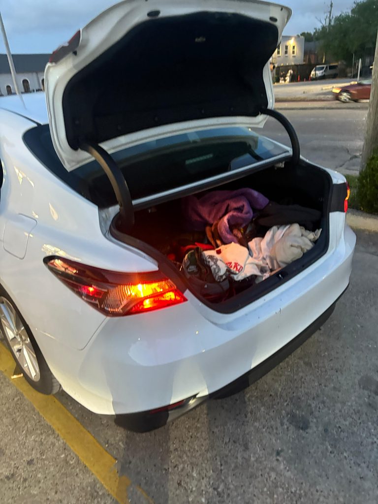 Open car trunk during a trunk lockout service call